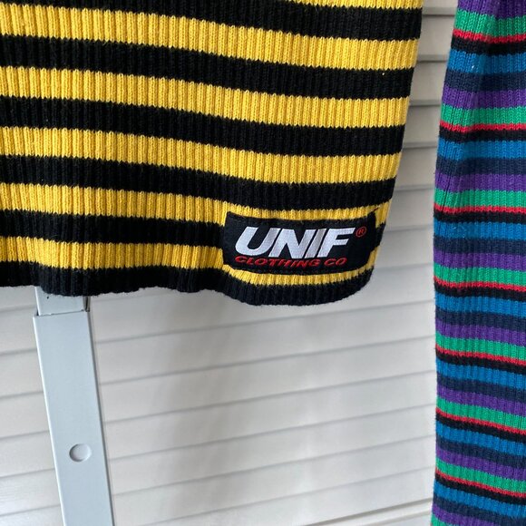 UNIF Digit Striped Crop Sweater, Multicolored, Small. - Picture 3 of 8